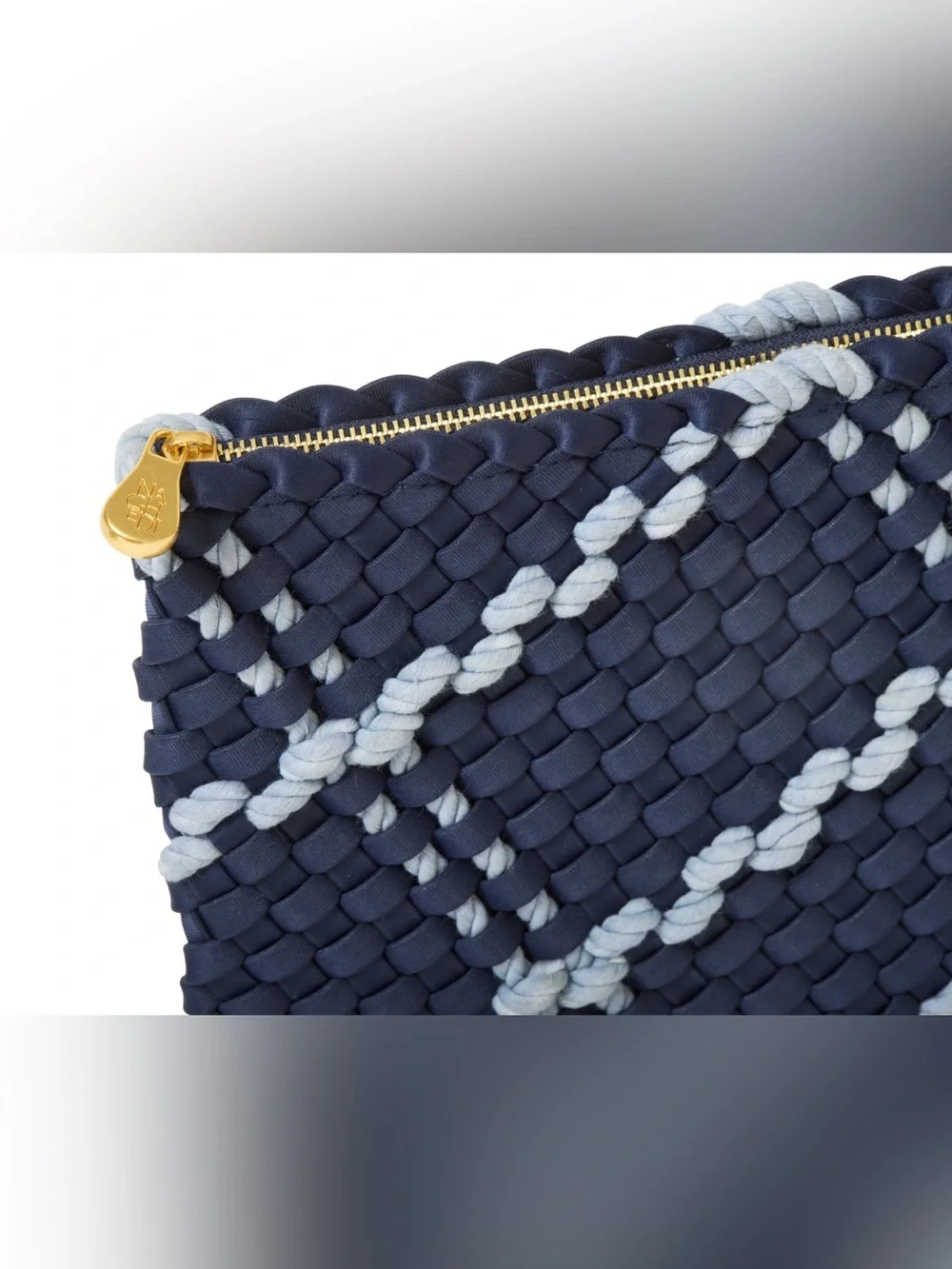 NWT Cartolina x NAGHEDI Salina Rope Pouch in Navy/Light Blue